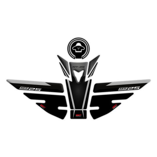 GP Kompozit Yamaha MT-25 2015-2019 Uyumlu Tank Pad Seti Siyah-Gri