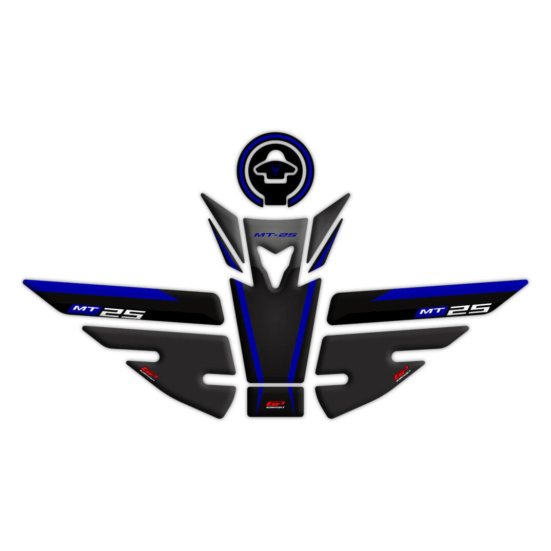 GP Kompozit Yamaha MT-25 2015-2019 Uyumlu Tank Pad Seti Siyah-Lacivert - 1