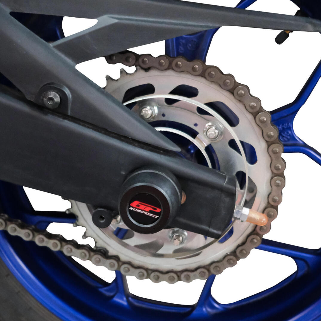 GP Kompozit Yamaha MT-25 2015-2026 Uyumlu Ön ve Arka Aks Koruma Takozu Seti Siyah - 5