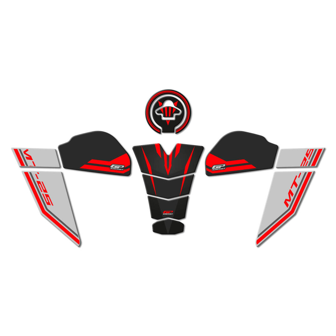 GP Kompozit Yamaha MT-25 2020-2026 Uyumlu Tank Pad Seti Kırmızı - 1
