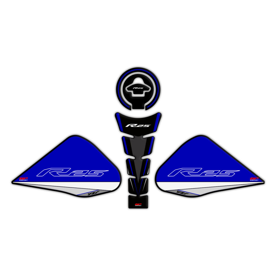 GP Kompozit Yamaha R25 2015-2018 Uyumlu Tank Pad Seti Mavi - 1
