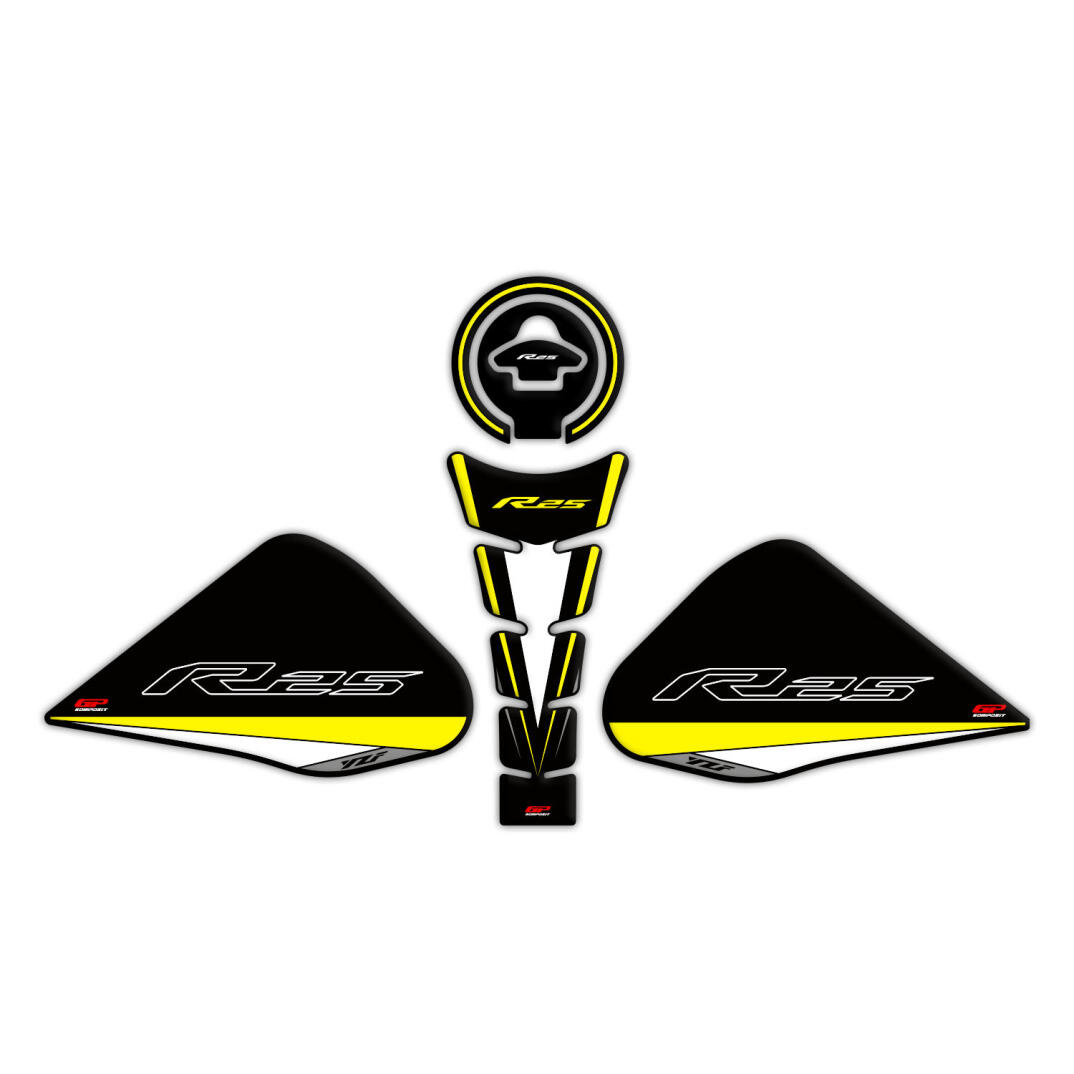 GP Kompozit Yamaha R25 2015-2018 Uyumlu Tank Pad Seti Sarı - 1