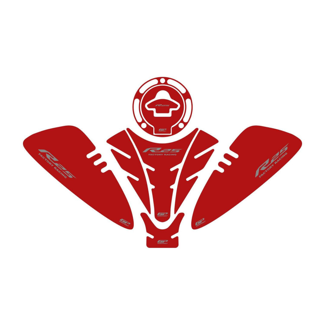 GP Kompozit Yamaha R25 2019-2026 Uyumlu Tank Pad Seti Kırmızı - 1