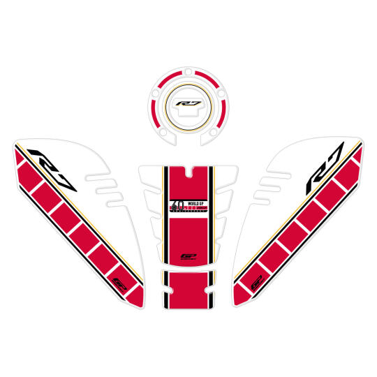 GP Kompozit Yamaha R7 2021-2024 Uyumlu Tank Pad Seti 60.Yıl