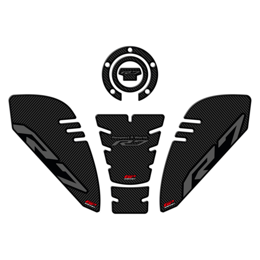 GP Kompozit Yamaha R7 2021-2024 Uyumlu Tank Pad Seti Karbon - 1