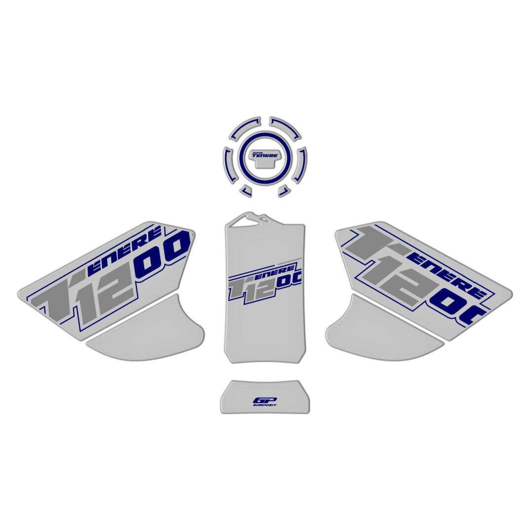 GP Kompozit Yamaha Tenere 1200 2011-2020 Uyumlu Tank Pad Seti Mavi-Gri - 1
