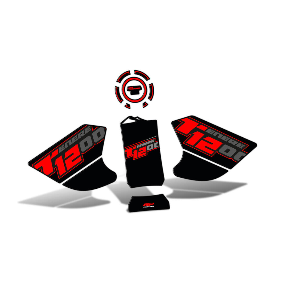 GP Kompozit Yamaha Tenere 1200 2011-2020 Uyumlu Tank Pad Seti Siyah-Kırmızı - 2
