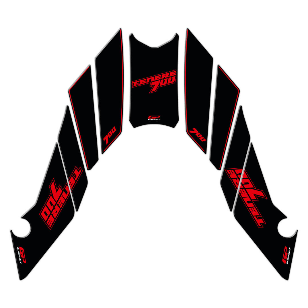 GP Kompozit Yamaha Tenere 700 2019-2023 Uyumlu Tank Pad Seti Kırmızı - 1