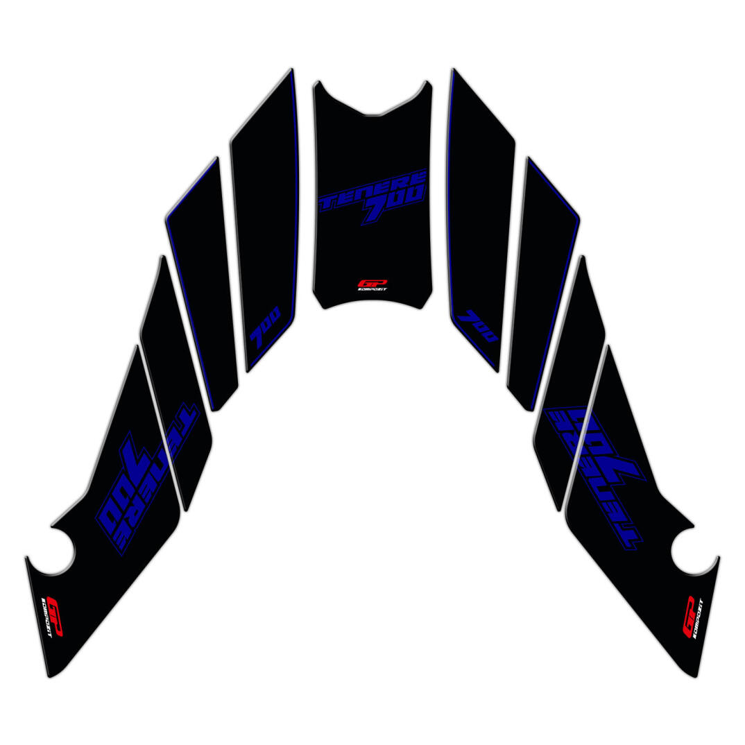 GP Kompozit Yamaha Tenere 700 2019-2023 Uyumlu Tank Pad Seti Mavi - 1