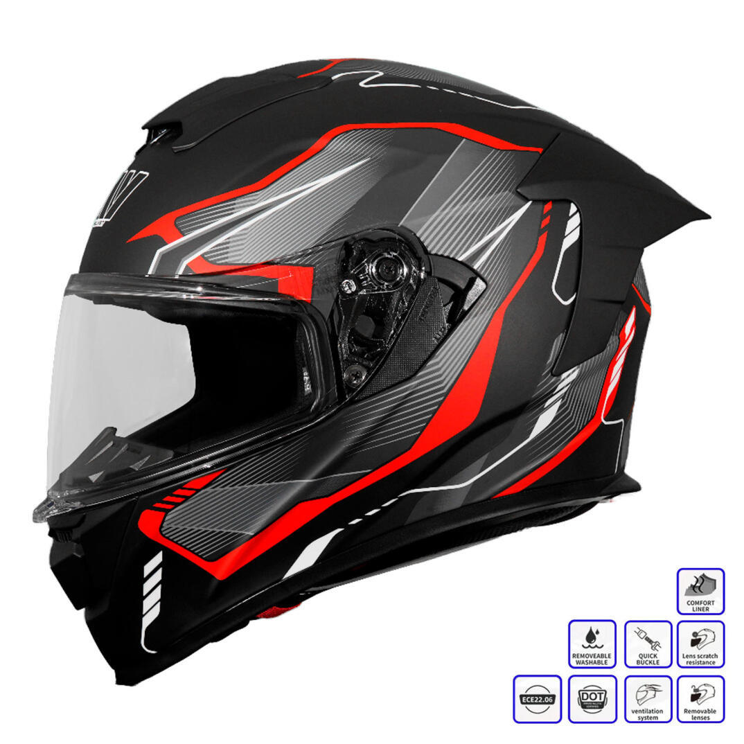 GP MY HELMET MKS001-BGR Yarış Spoiler Güneş Vizörlü Şeffaf Full Face Motosiklet Kaskı - 1