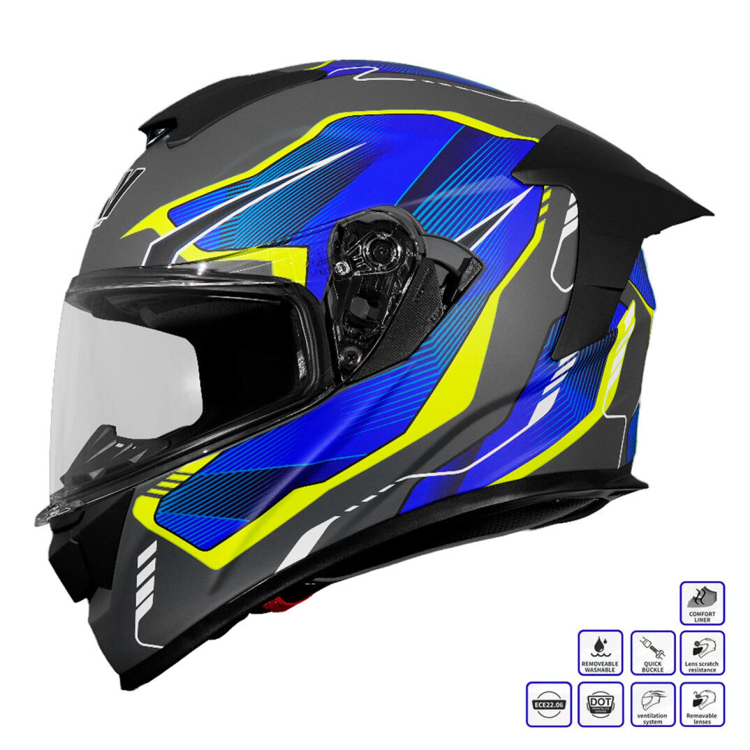 GP MY HELMET MKS001-EGBY Yarış Spoiler Güneş Vizörlü Şeffaf Full Face Motosiklet Kaskı - 1