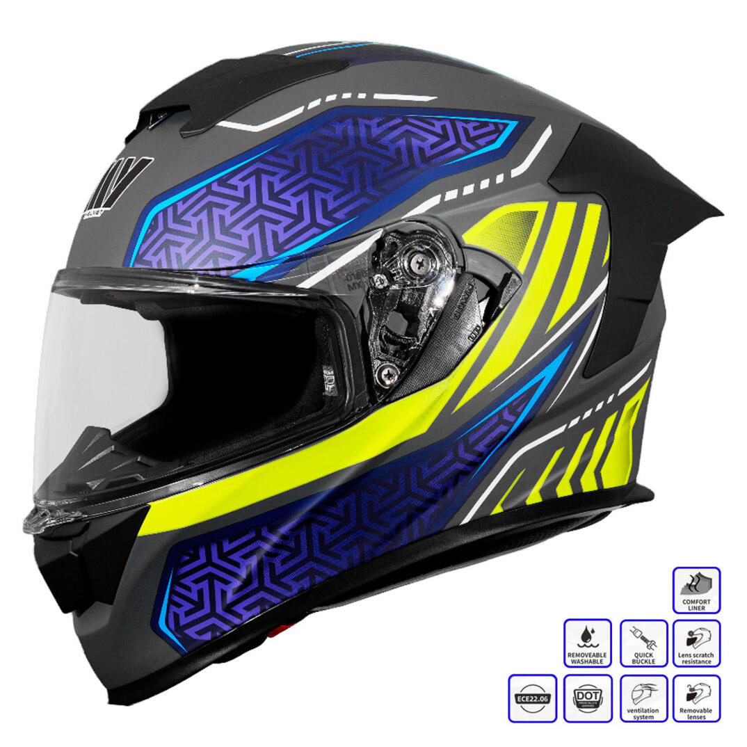 GP MY HELMET MKS001-RGBY Yarış Spoiler Güneş Vizörlü Şeffaf Full Face Motosiklet Kaskı - 1