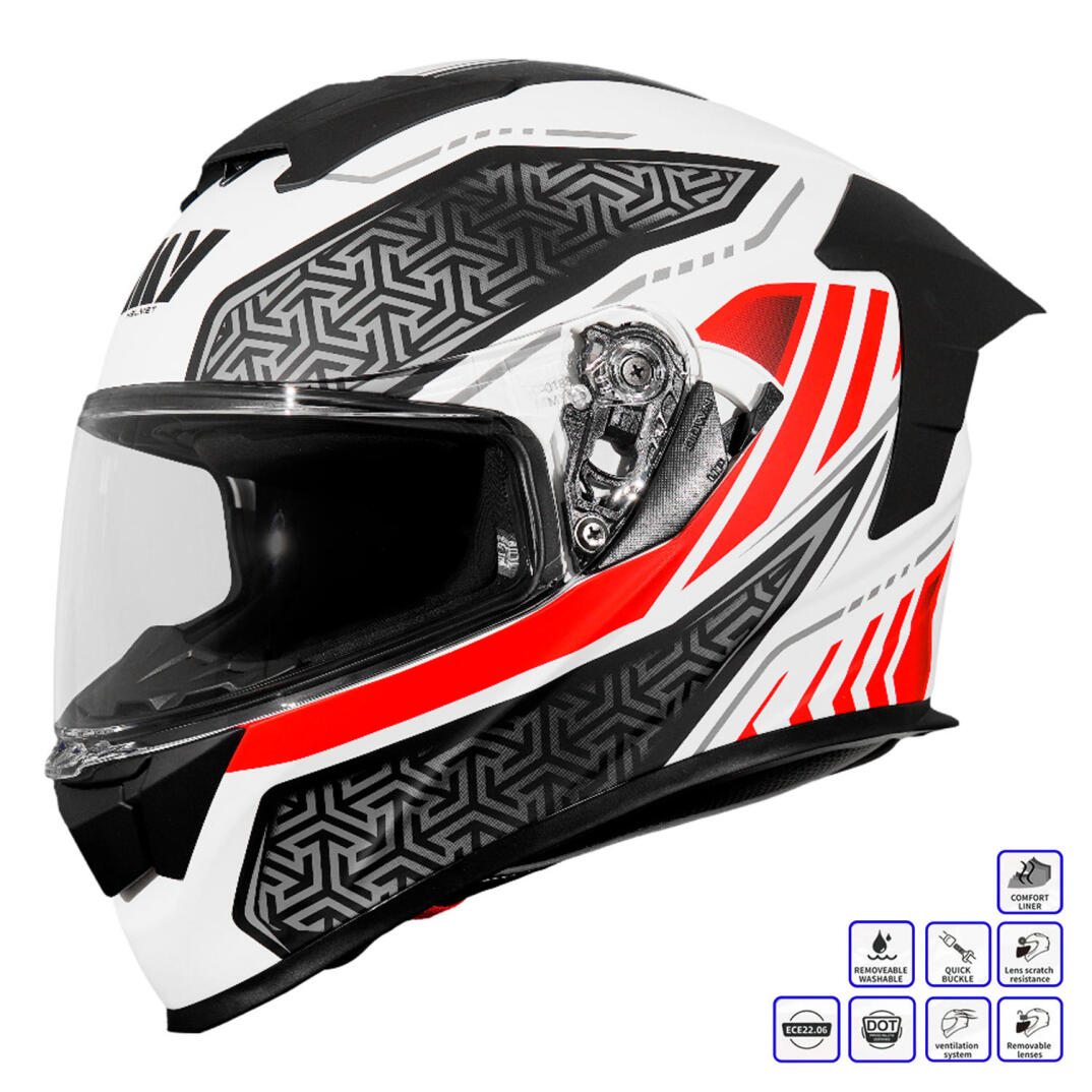 GP MY HELMET MKS001-WRB Yarış Spoiler Güneş Vizörlü Şeffaf Full Face Motosiklet Kaskı - 1