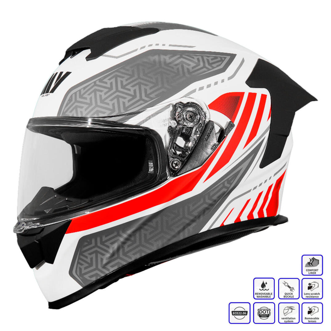 GP MY HELMET MKS001-WRG Yarış Spoiler Güneş Vizörlü Şeffaf Full Face Motosiklet Kaskı - 1