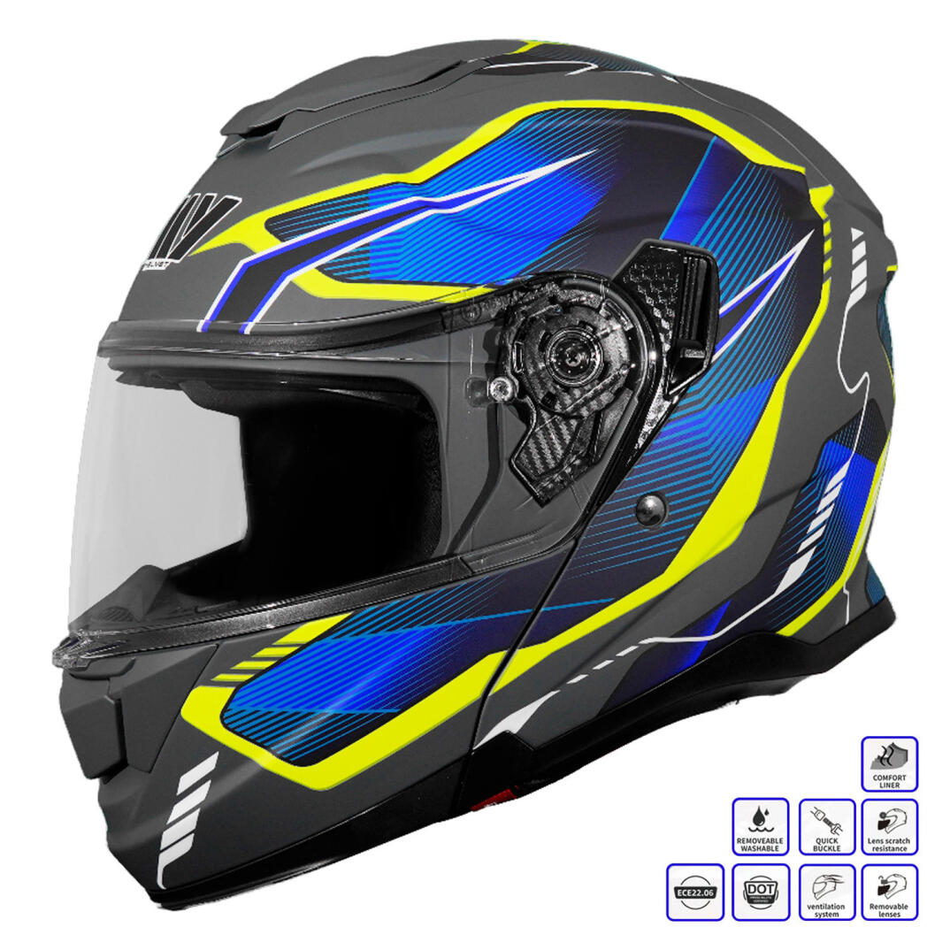 GP MY HELMET MKS002-EGBY Güneş Vizörlü Şeffaf Çene Açılır Motosiklet Kaskı - 1