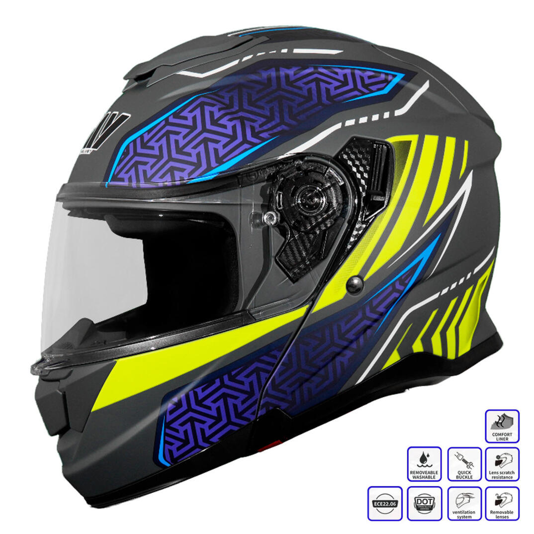 GP MY HELMET MKS002-RGBY Güneş Vizörlü Şeffaf Çene Açılır Motosiklet Kaskı - 1