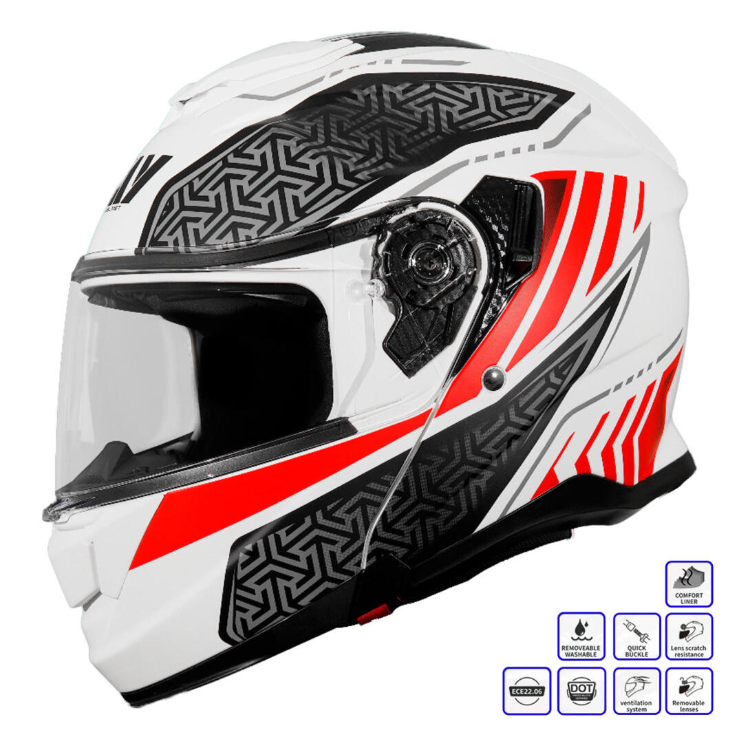 GP MY HELMET MKS002-WRB Güneş Vizörlü Şeffaf Çene Açılır Motosiklet Kaskı - 1