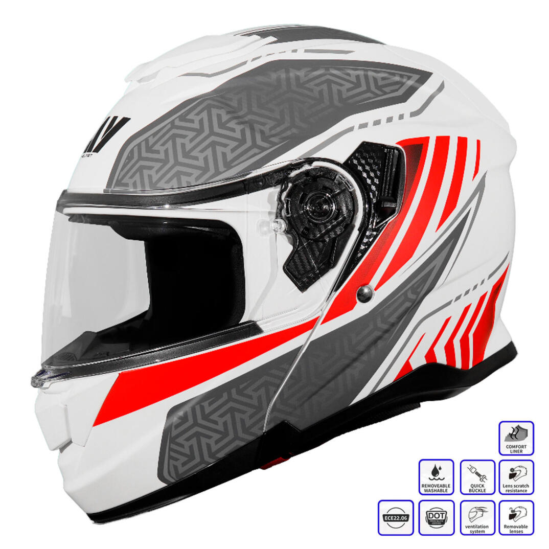 GP MY HELMET MKS002-WRG Güneş Vizörlü Şeffaf Çene Açılır Motosiklet Kaskı - 1