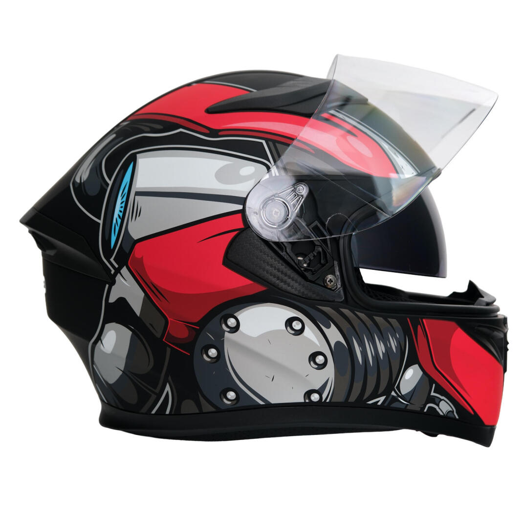 GP NERO MKS003-MBB4R Güneş Vizörlü Şeffaf Full Face Motosiklet Kaskı - 3