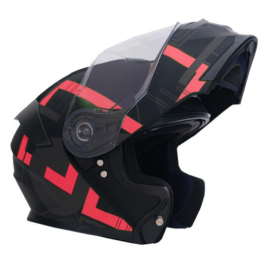 GP NERO MKS004-MBA3R Güneş Vizörlü Şeffaf Çene Açılır Motosiklet Kaskı - 3