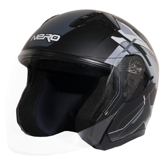 GP NERO MKS006-MBC3G Şeffaf Vizörlü Motosiklet Yarım Kask