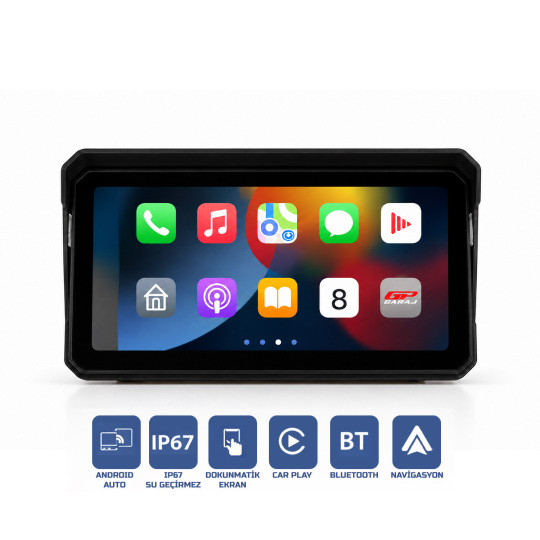 GP ZHUSE M-15 6.25” Ekran Ön Arka Kameralı Motosiklet CarPlay Multimedya Navigasyon Sistemi